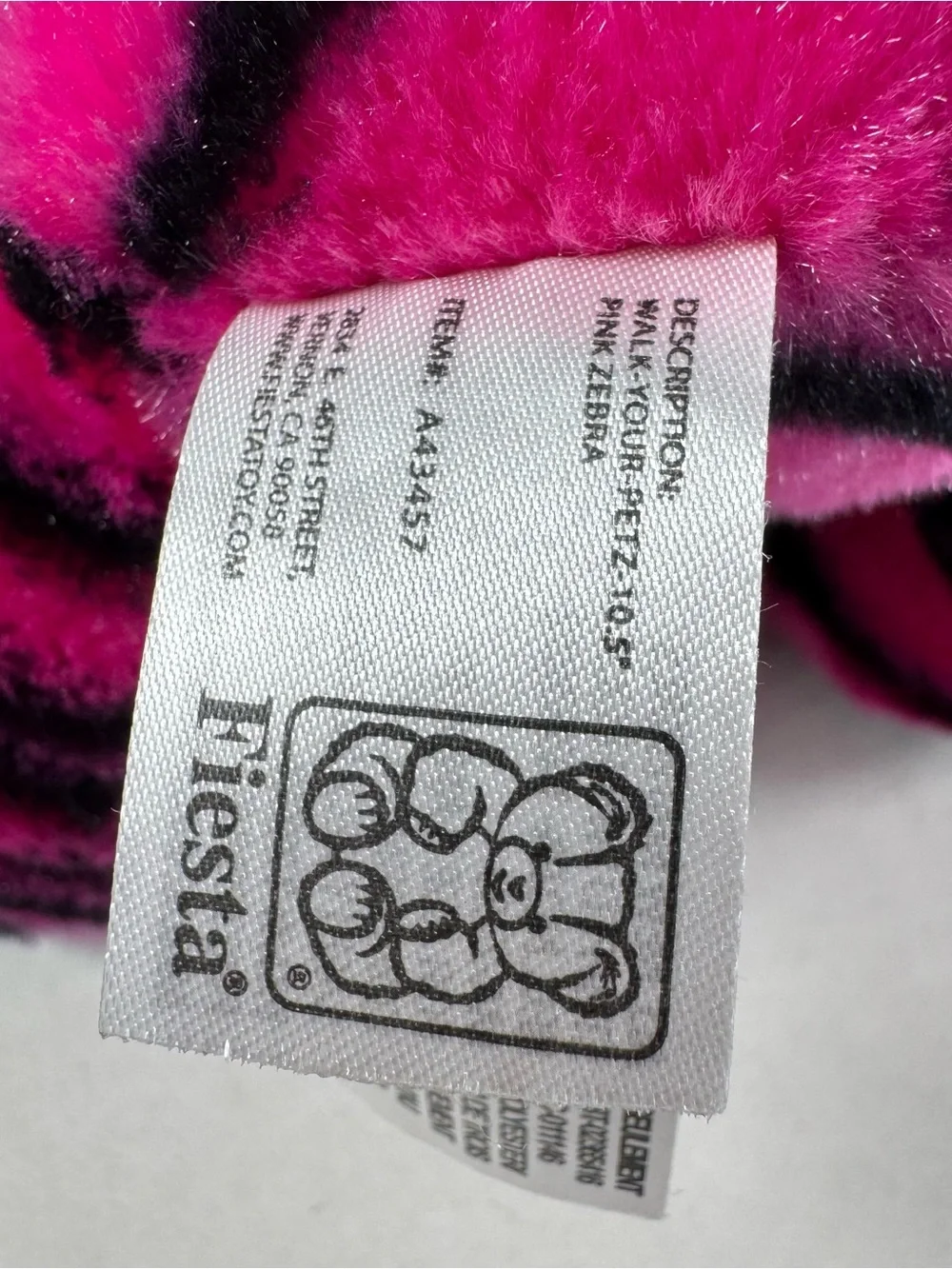 Fiesta Plush Pink Black Striped Zebra 10